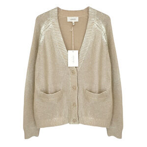 THE GREAT. The Varsity Cardigan Gold Shimmer 1|S